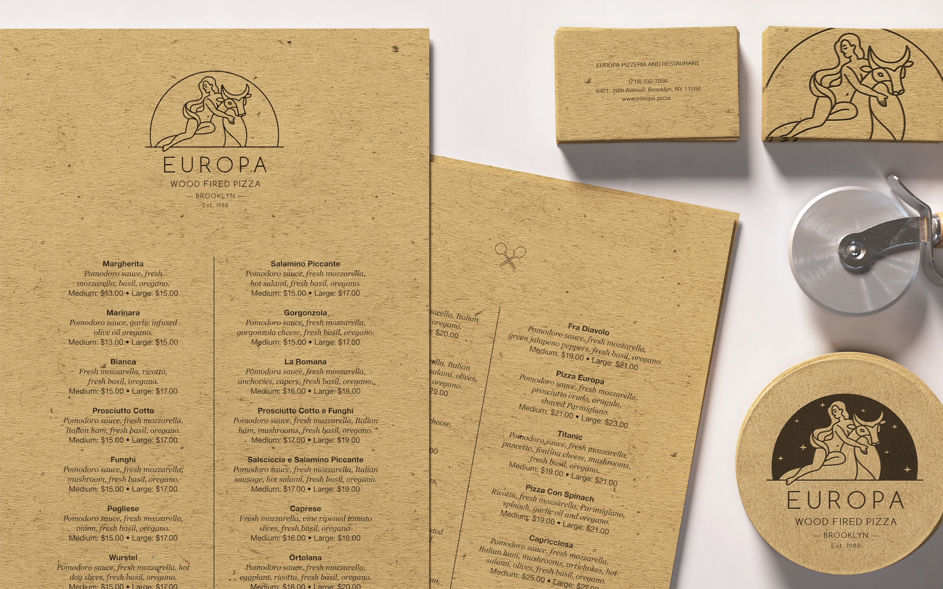 Europa. Brand identity refresh for a Brooklyn based pizzeria